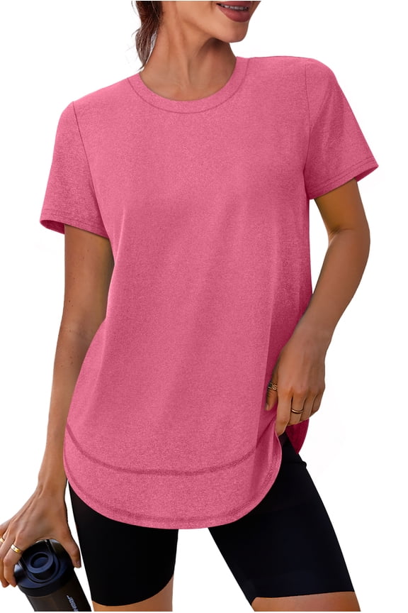 Womens Workout Tops Short Sleeve Activewear T-Shirts Quick Dry Breathable Gym Running Yoga Athletic Wear