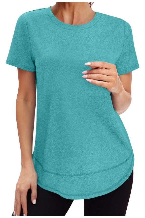 Womens Workout Tops Activewear T-Shirts Short Sleeve Sun Protection Quick Dry Spring Summer