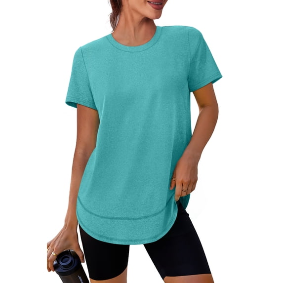 Ronuti Womens Workout Tops Short Sleeve Activewear T-Shirts Quick Dry Breathable Gym Running Yoga Athletic Wear