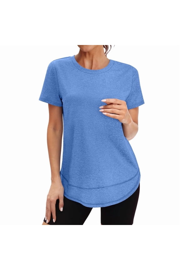 Womens Workout Tops Activewear T-Shirts Short Sleeve Sun Protection Quick Dry Spring Summer