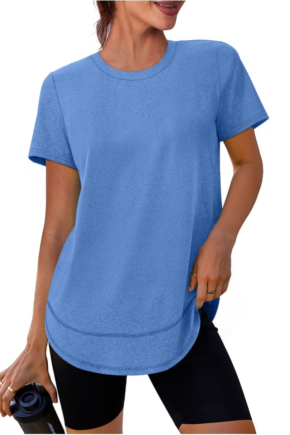 Womens Workout Tops Short Sleeve Activewear T-Shirts Quick Dry Breathable Gym Running Yoga Athletic Wear