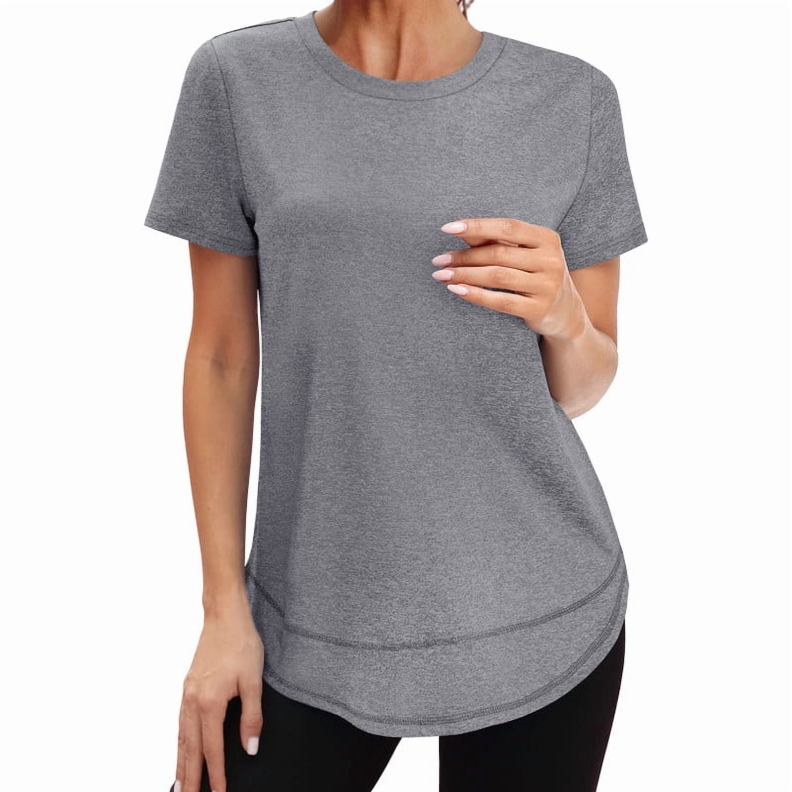 Womens Workout Tops Activewear T-Shirts Short Sleeve Sun Protection Quick Dry Spring Summer
