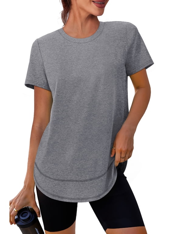 Womens Workout Tops Short Sleeve Activewear T-Shirts Quick Dry Breathable Gym Running Yoga Athletic Wear