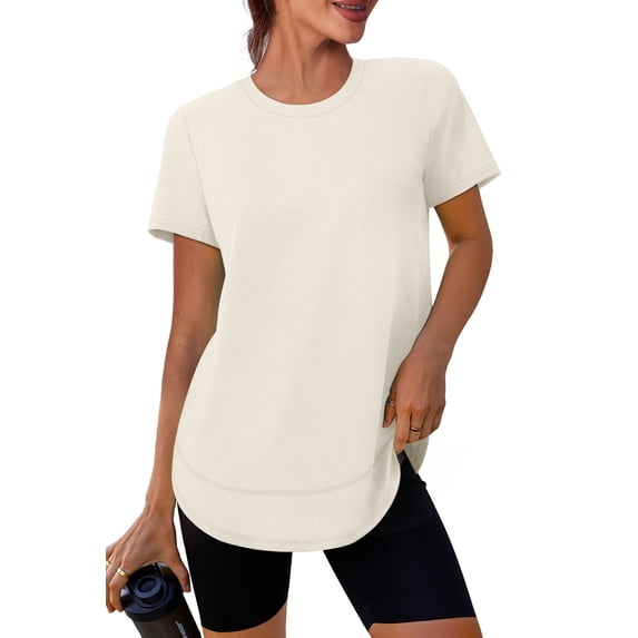 Ronuti Womens Workout Tops Short Sleeve Activewear T-Shirts Quick Dry Breathable Gym Running Yoga Athletic Wear