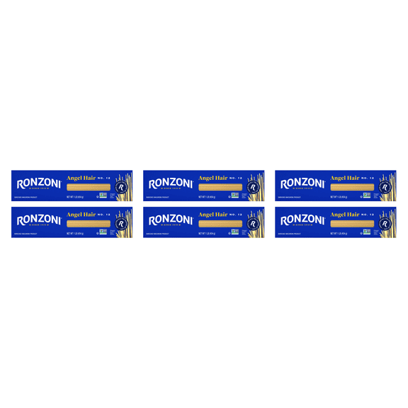 Ronzoni Angel Hair Pasta 16 oz Quick Cook Non-GMO Capelli D'Angelo (Pack of 6)