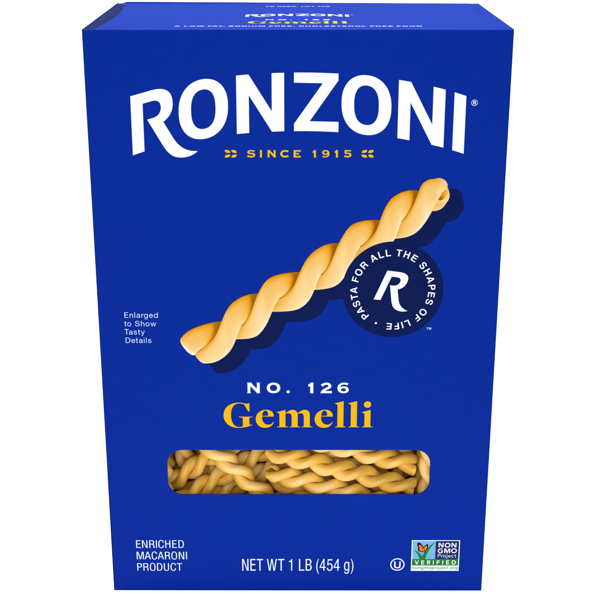Ronzoni Gemelli, Non-GMO Twisty Tube Pasta, Shelf Stable, 16 oz Box