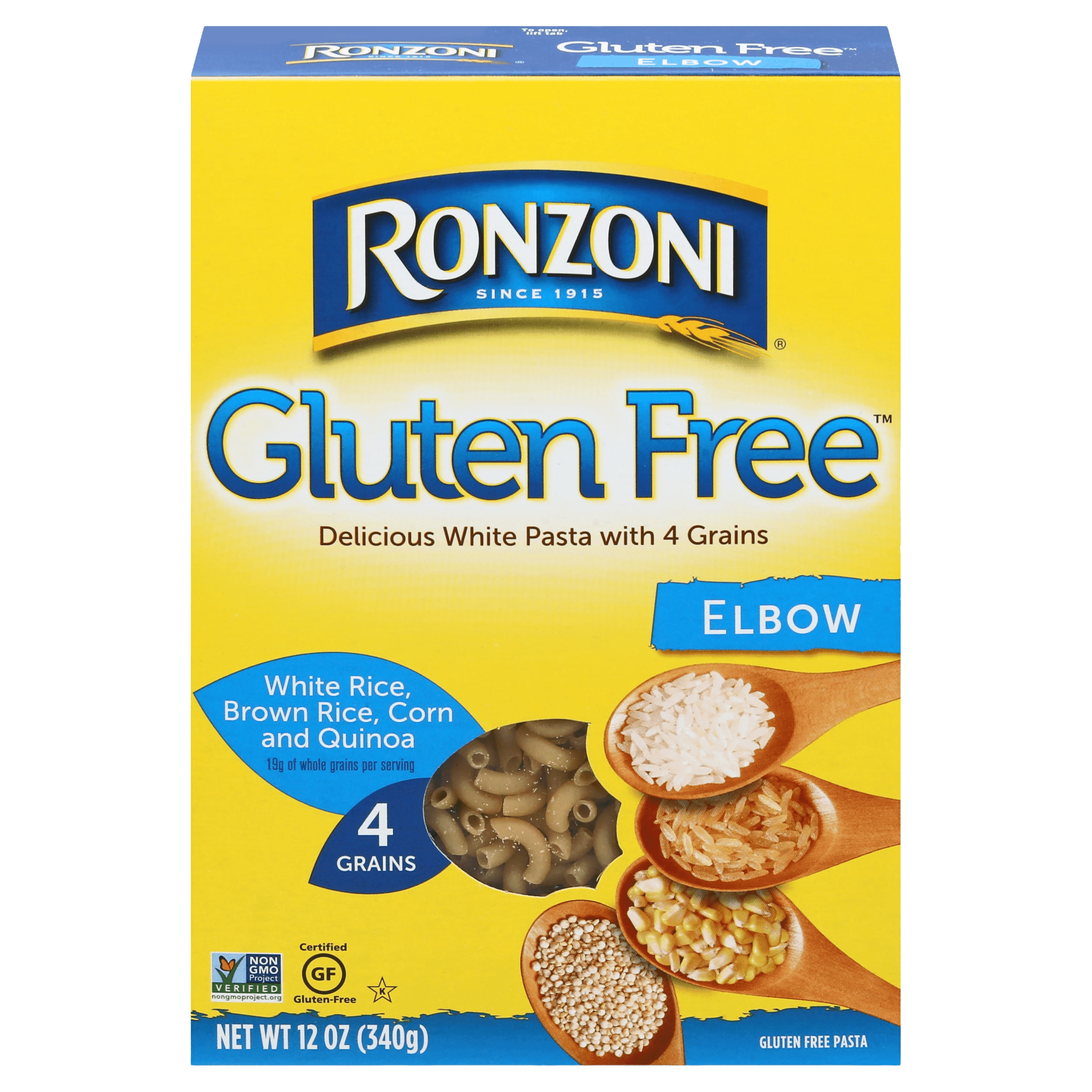 Ronzoni Gluten Free Penne, 12 oz, Non-GMO, Vegan, 4-Grain White Pasta, (Shelf Stable)