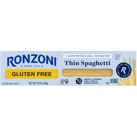 Ronzoni Gluten Free Thin Spaghetti, Non-GMO Vegan Pasta, 12 oz