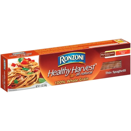 Ronzoni Healthy Harvest Pasta, Whole Wheat Thin Spaghetti, 12 oz, (Shelf Stable)