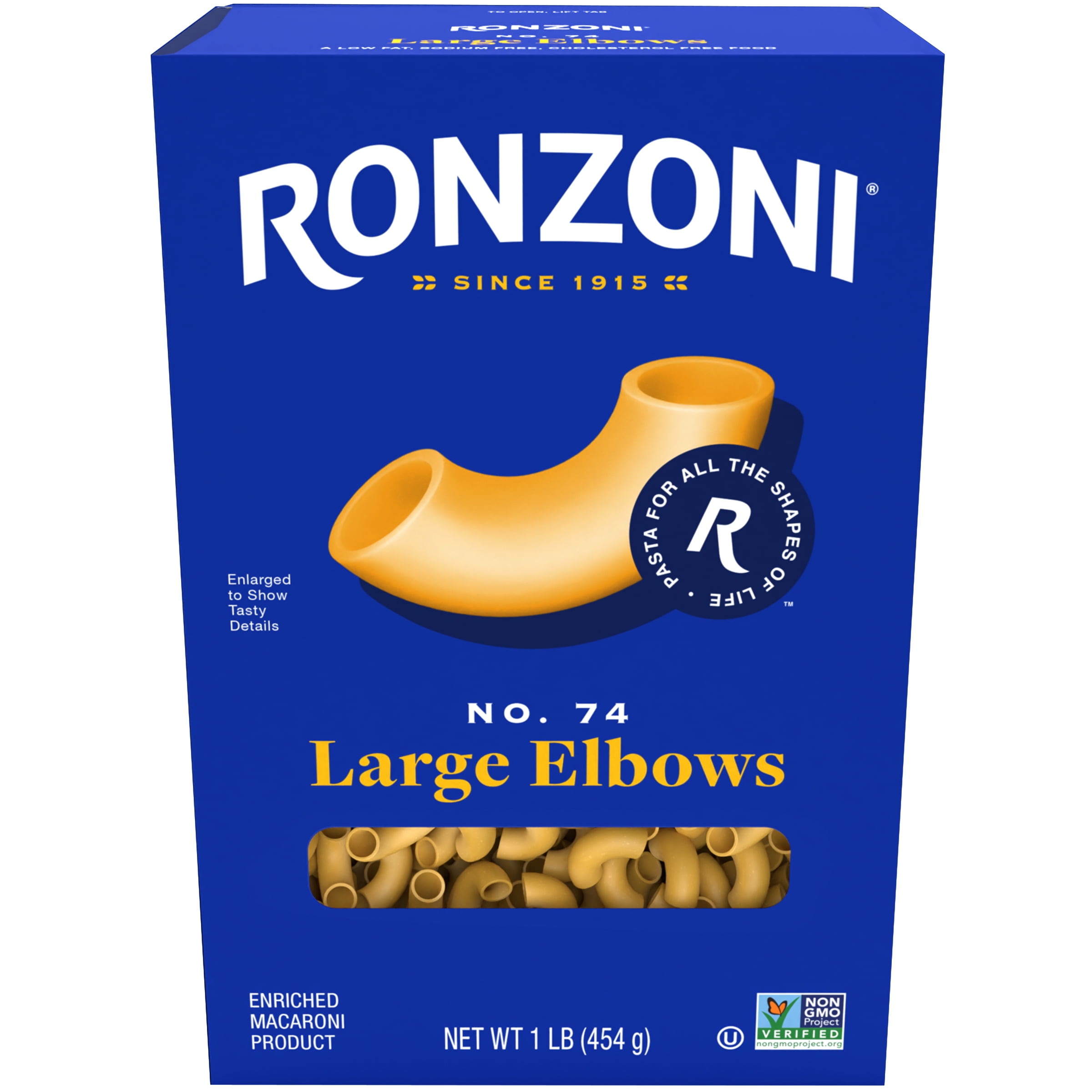 Ronzoni Large Elbows, 16 oz, Non-GMO Macaroni Pasta, (Shelf Stable ...