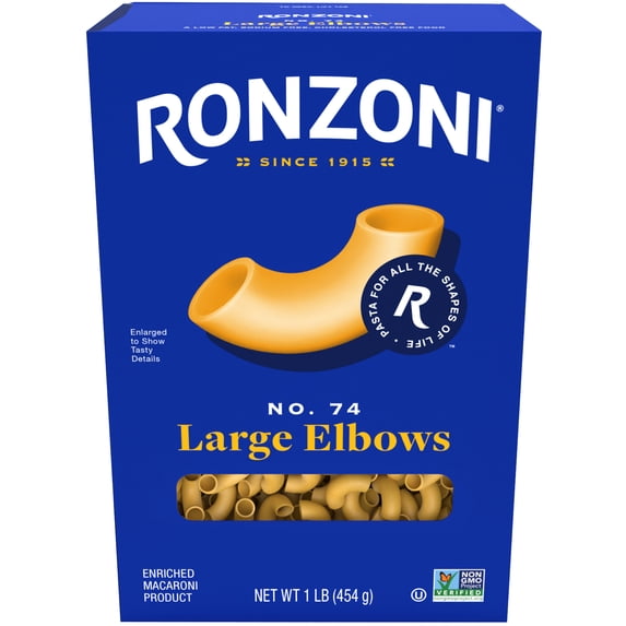 Ronzoni Large Elbows, 16 oz, Non-GMO Macaroni Pasta, (Shelf Stable)