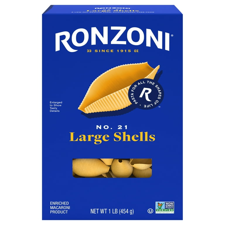 Ronzoni Large Shells No. 21 Pasta, 16 oz Shelf Stable Cardboard