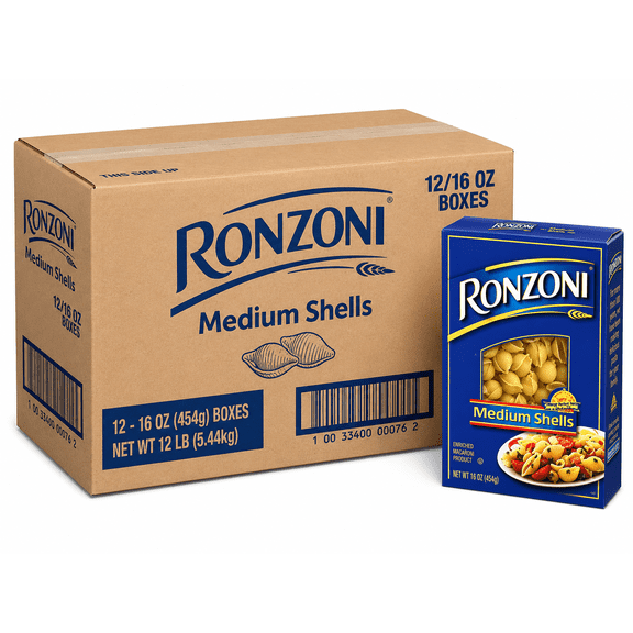 Ronzoni Medium Pasta Shells, 16 oz Boxes, 12 Count
