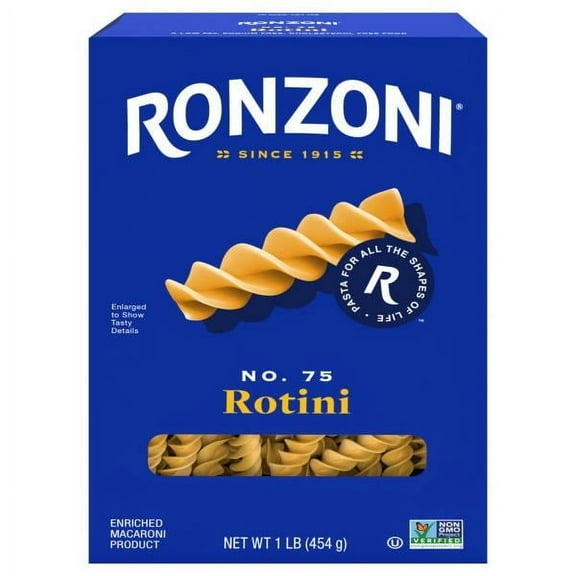 Ronzoni Rotini 16 oz Non-GMO Spiral Corkscrew Pasta (Pack of 4)