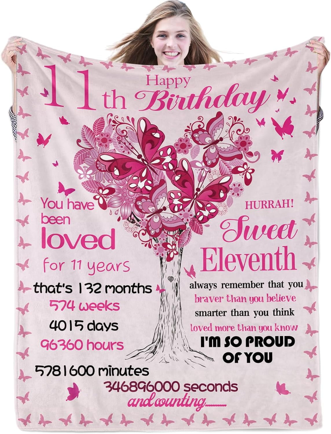 RooRuns 15th Birthday Gifts for Girls Happy Sweet 15 Blanket Gifts 15 Year Old Quinceanera
