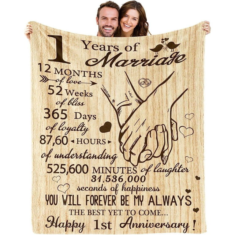 RooRuns 1st Anniversary Romantic Gifts for Him Her, 1 Year Anniversary  Valentines Gifts for Boyfriend Girlfriend, One Year Paper Anniversary  Blanket Gifts Ideas for Wife Husband Couple Inches 