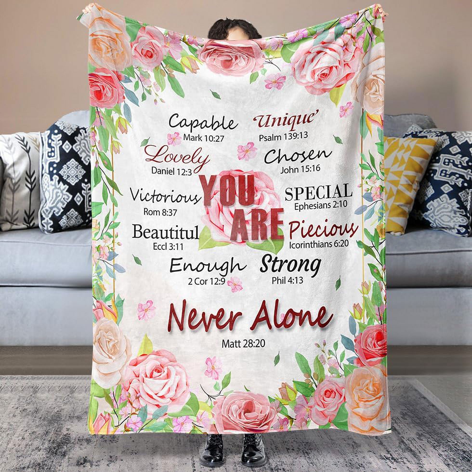 RooRuns Bible Verse Blanket Christian Gifts for Women, Prayer Throw Blanket Religious Gifts for