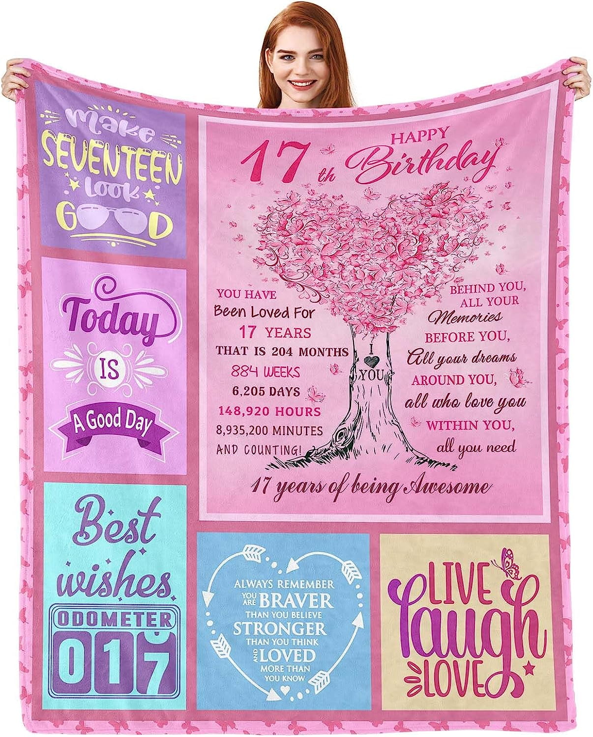 RooRuns Happy 17 Year Old Boy Girl Gift Ideas Blanket, 17th Birthday Gifts  for Girls, Gifts for 17 Year Old Girl Boy,birthday gifts for 17 year old  girl, 17th Birthday Party Decorations
