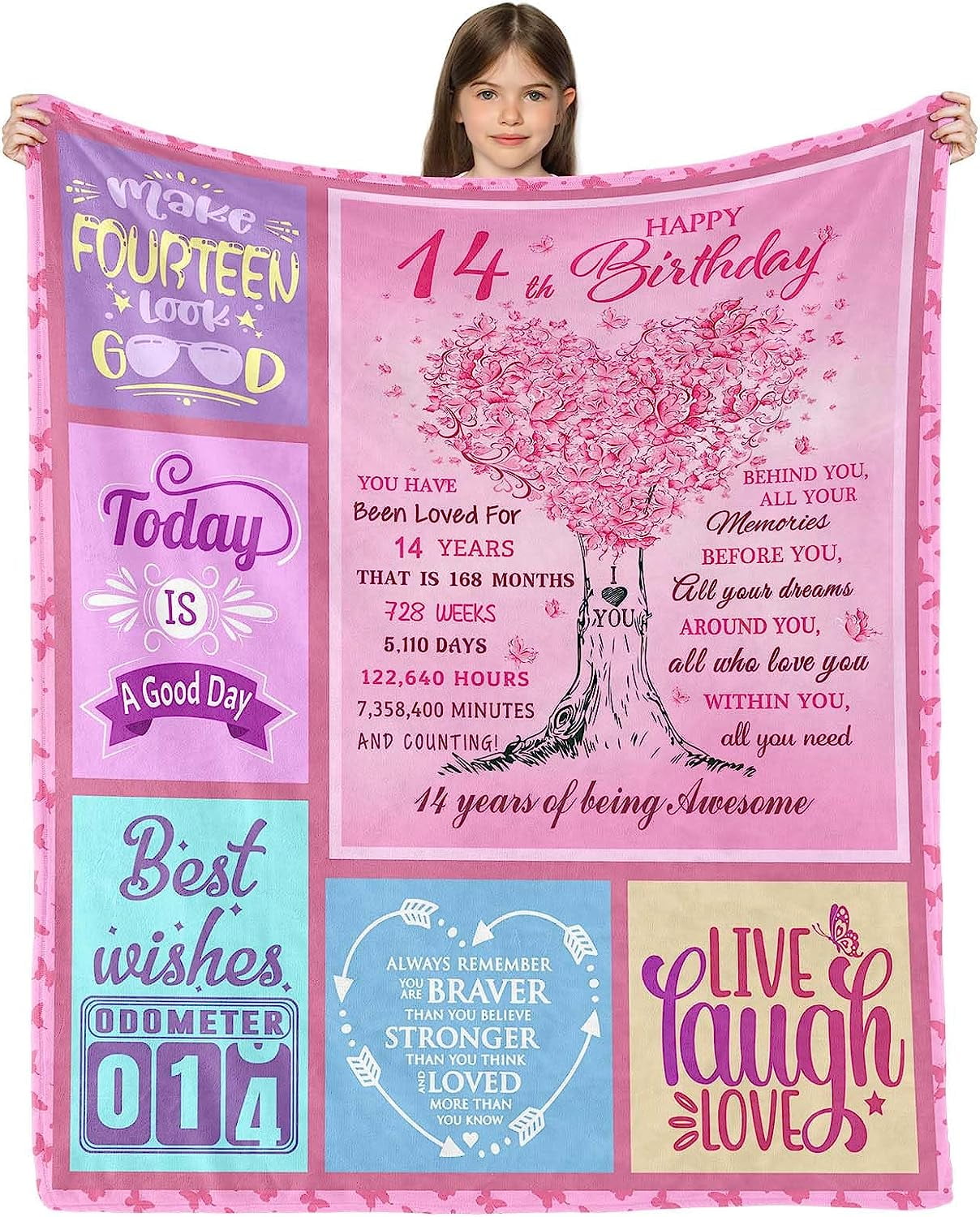 RooRuns 14 Year Old Girl Birthday Gift Ideas Blanket, Birthday Gifts for 14  Year Old Girl, Gifts for 14 Year Old Girl, 14th Birthday Decorations for  Girls, 14th Birthday Gifts for Girls