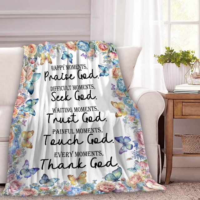 RooRuns Christian Blanket Bible Verse Blanket Christian Religious Gifts for Women Faith