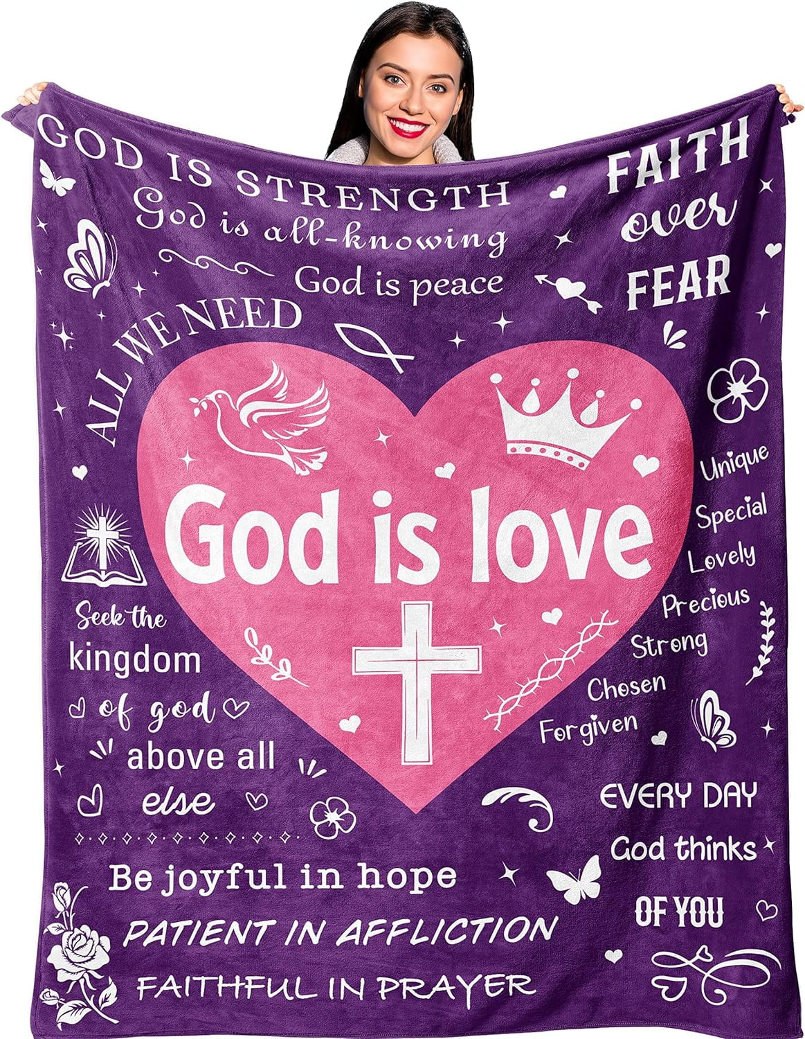 RooRuns Christian Gifts for Women, Religious Gifts for Women Faith Blanket, Spiritual Gifts for