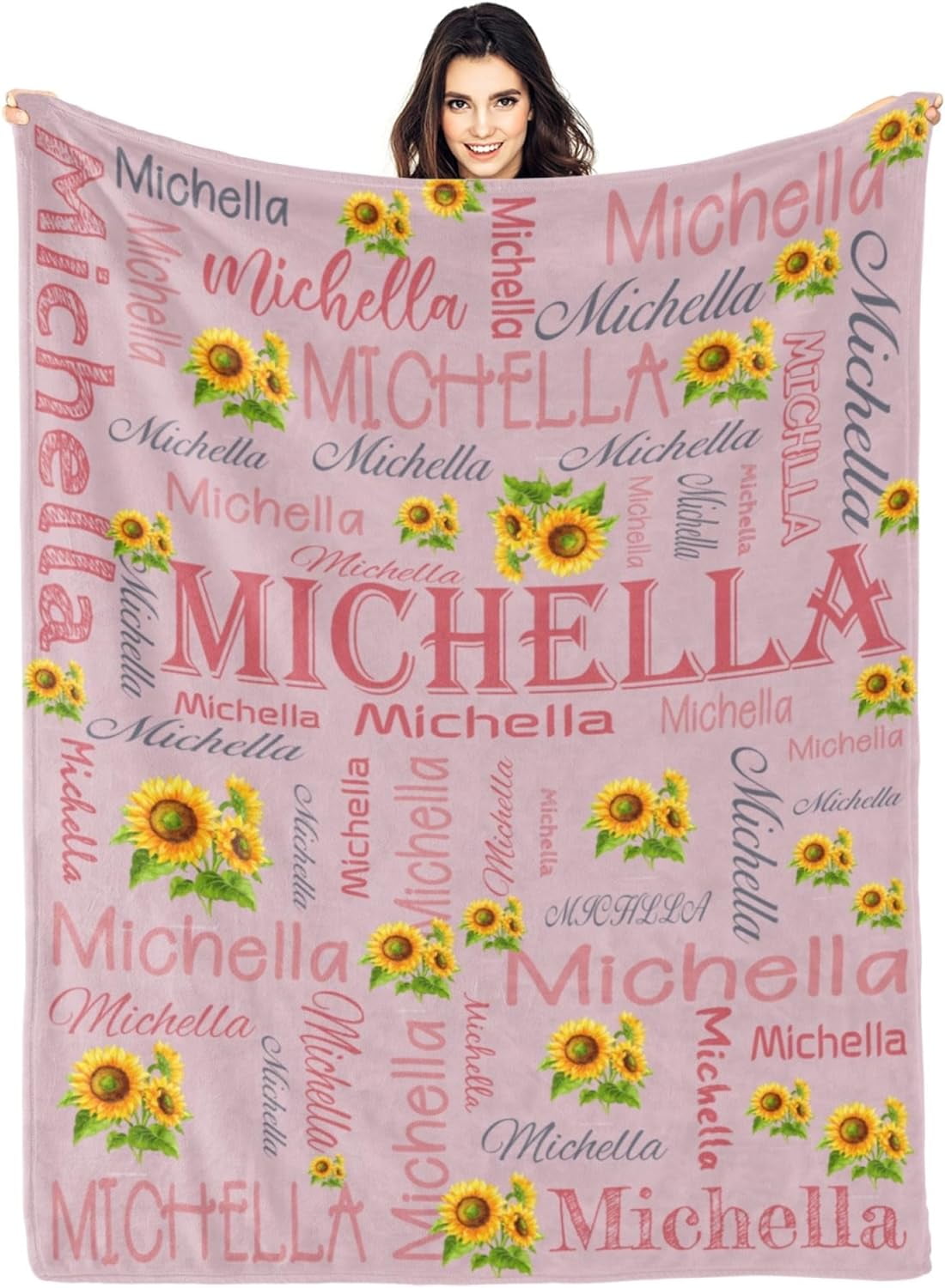 RooRuns Custom Blankets for Kids Personalized Blanket with Name Text