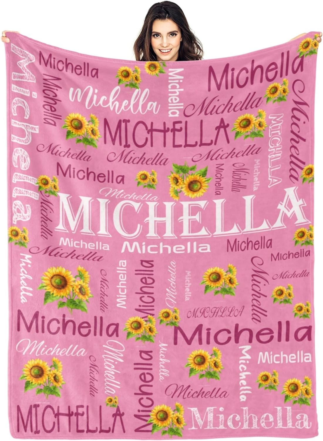 RooRuns Custom Blankets for Kids Personalized Blanket with Name Text