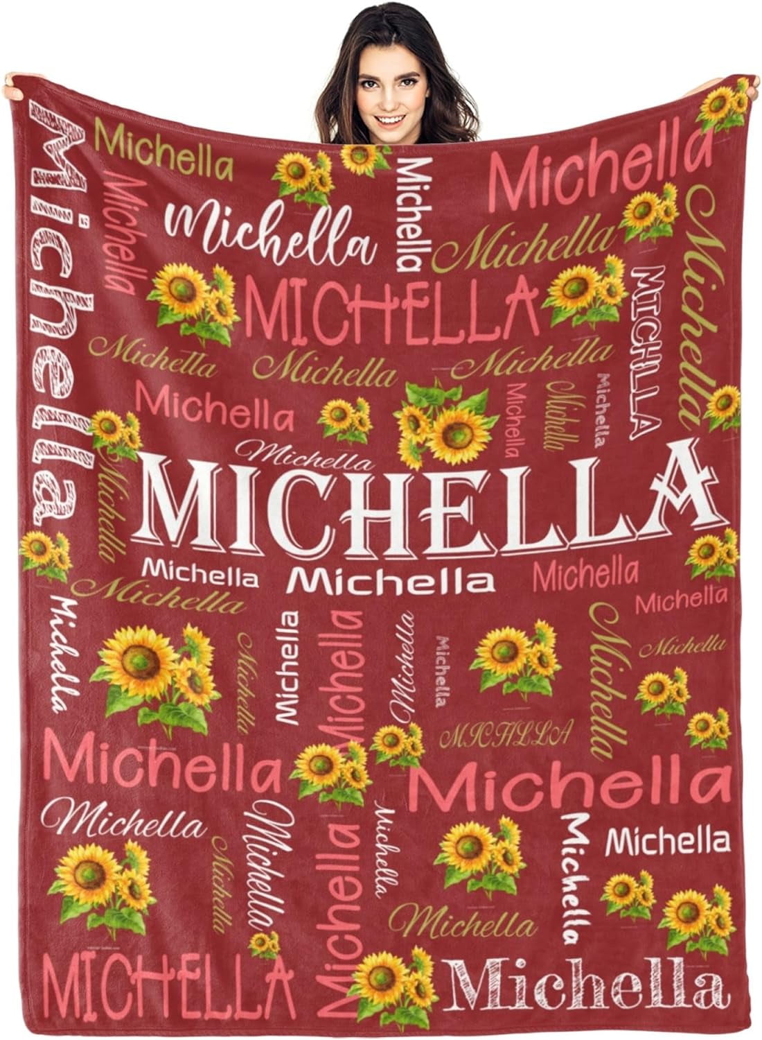 RooRuns Custom Blankets for Kids Personalized Blanket with Name Text