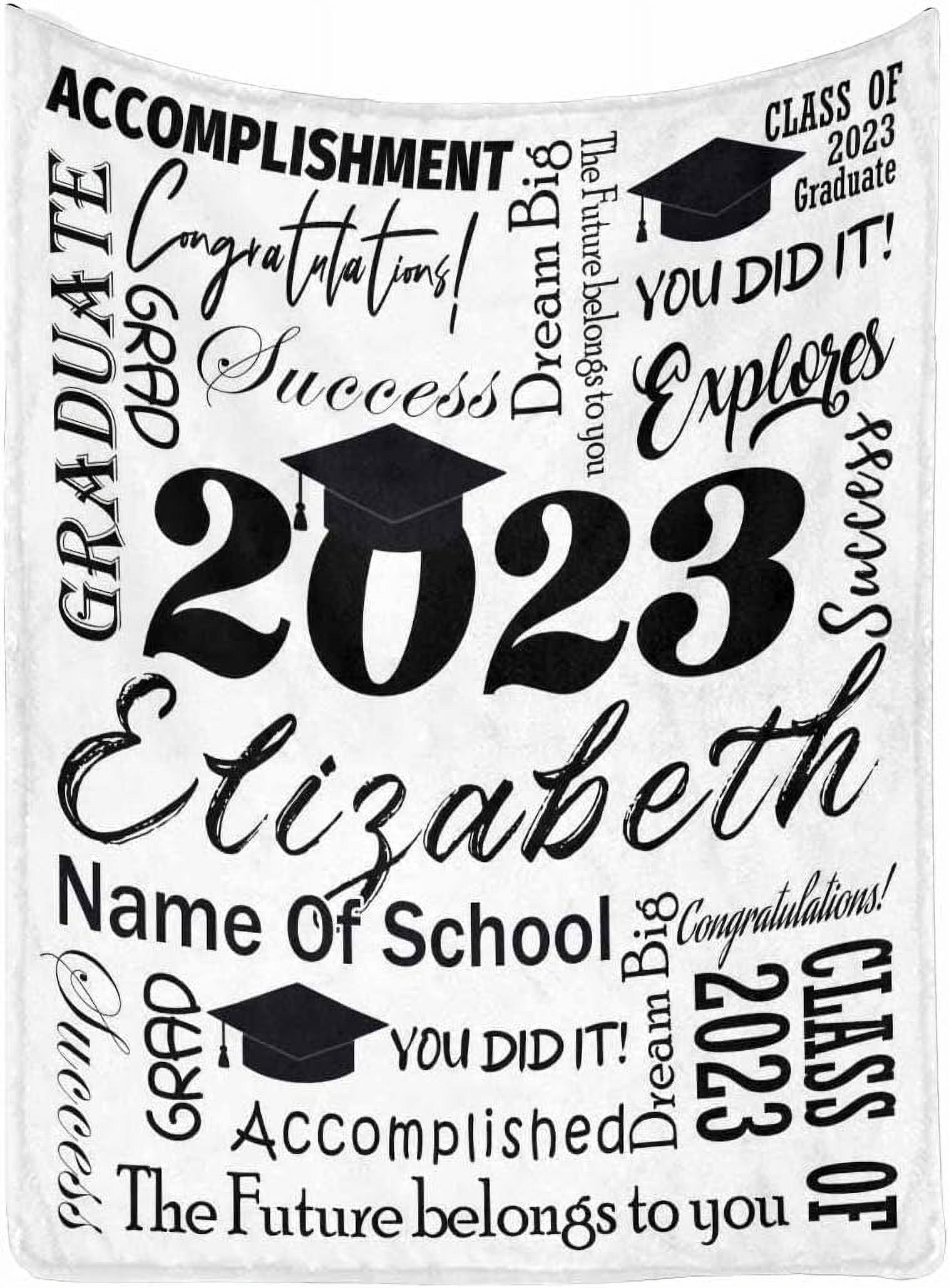 RooRuns Custom Graduation Blanket Class of 2023, Congratulations Grad
