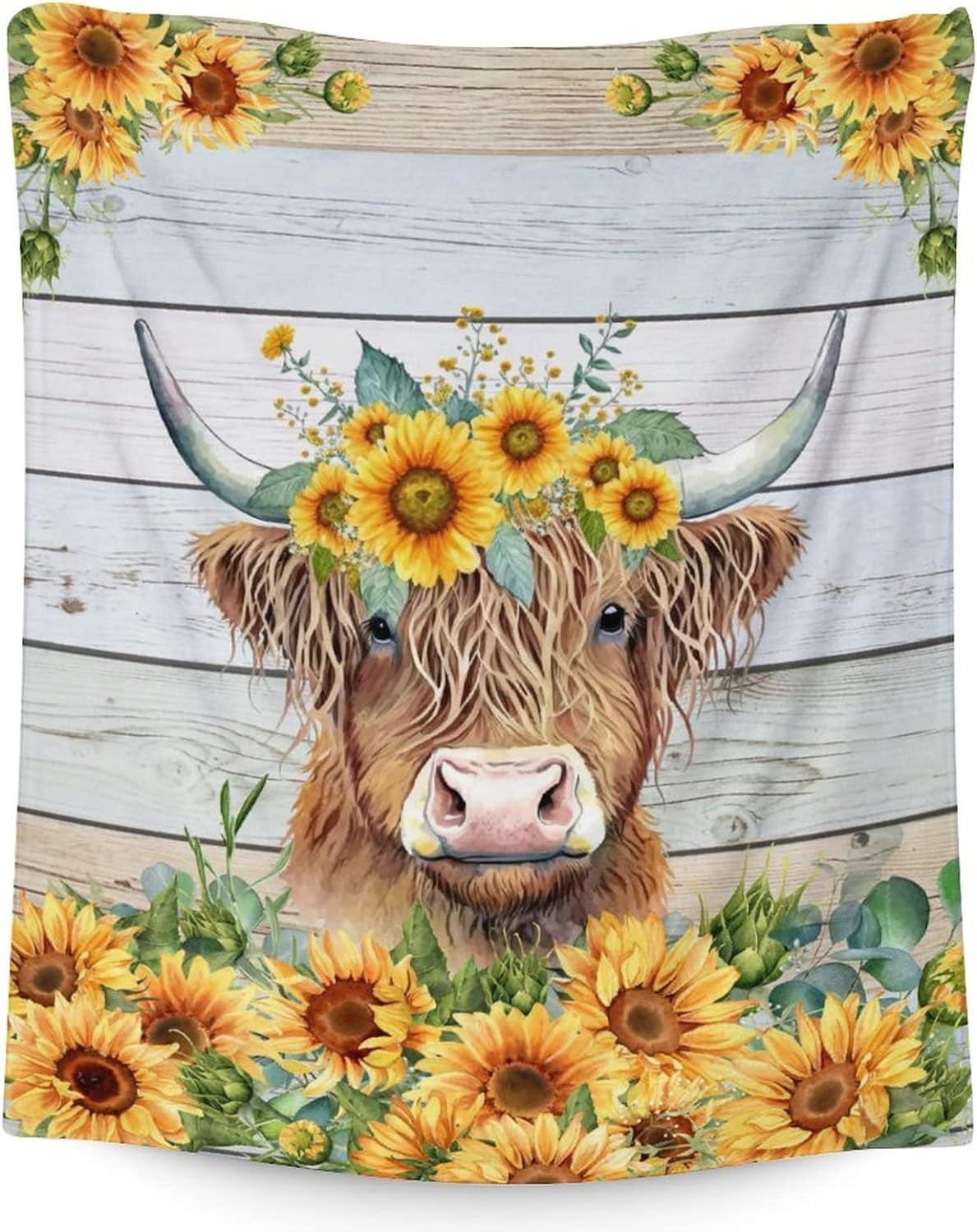 RooRuns Custom Highland Cow Blanket Gifts with Name 40x30 Inches Cute