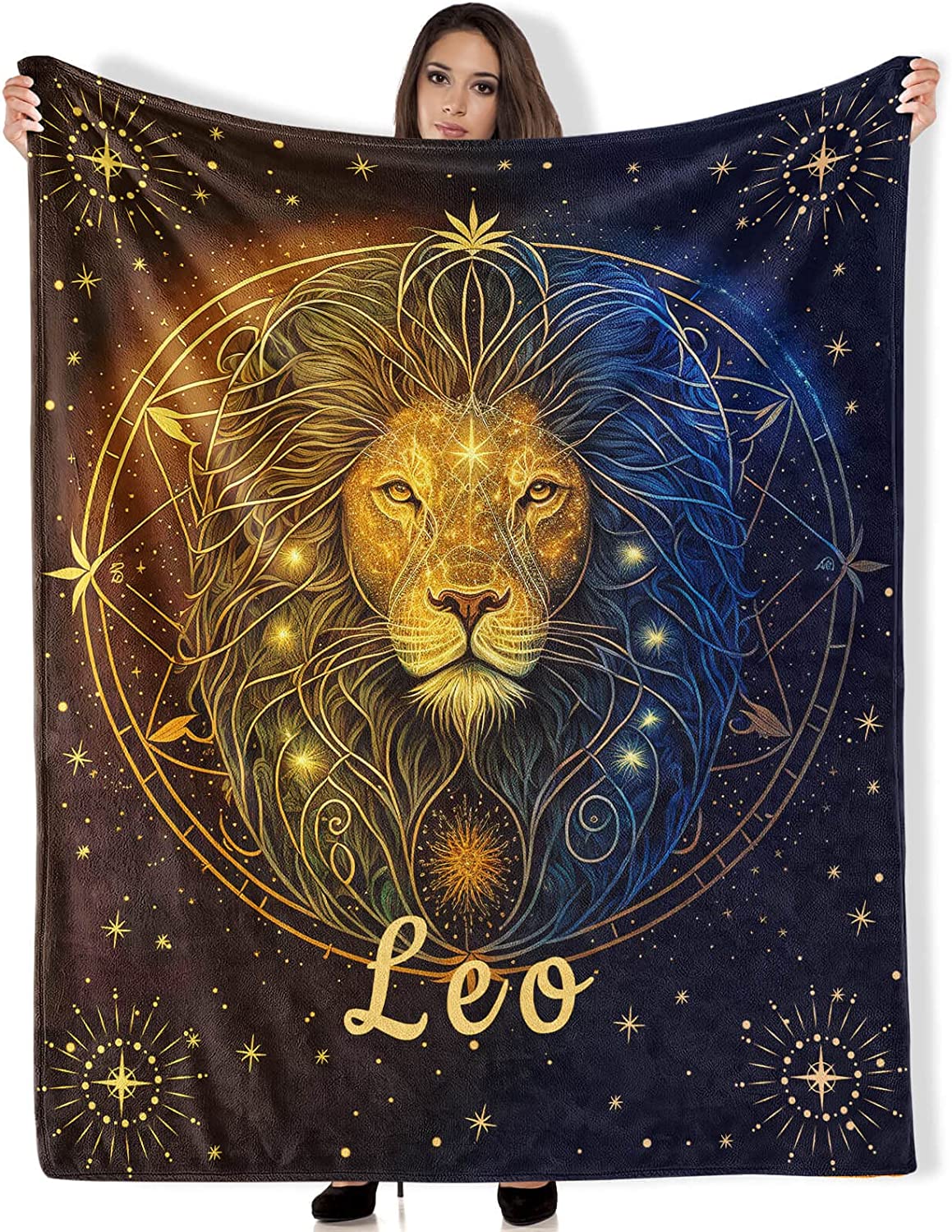 RooRuns Custom Leo Zodiac Blanket Gifts,Throw Blankets Warm Cozy Soft, Personalized Blanket with