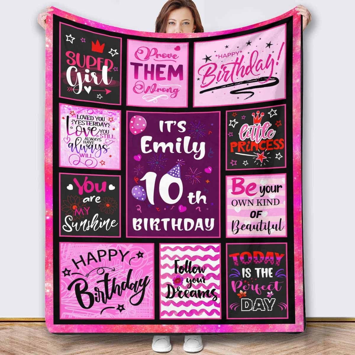 RooRuns Custom Throws Blankets with Name for Home Decor, Happy Birthday