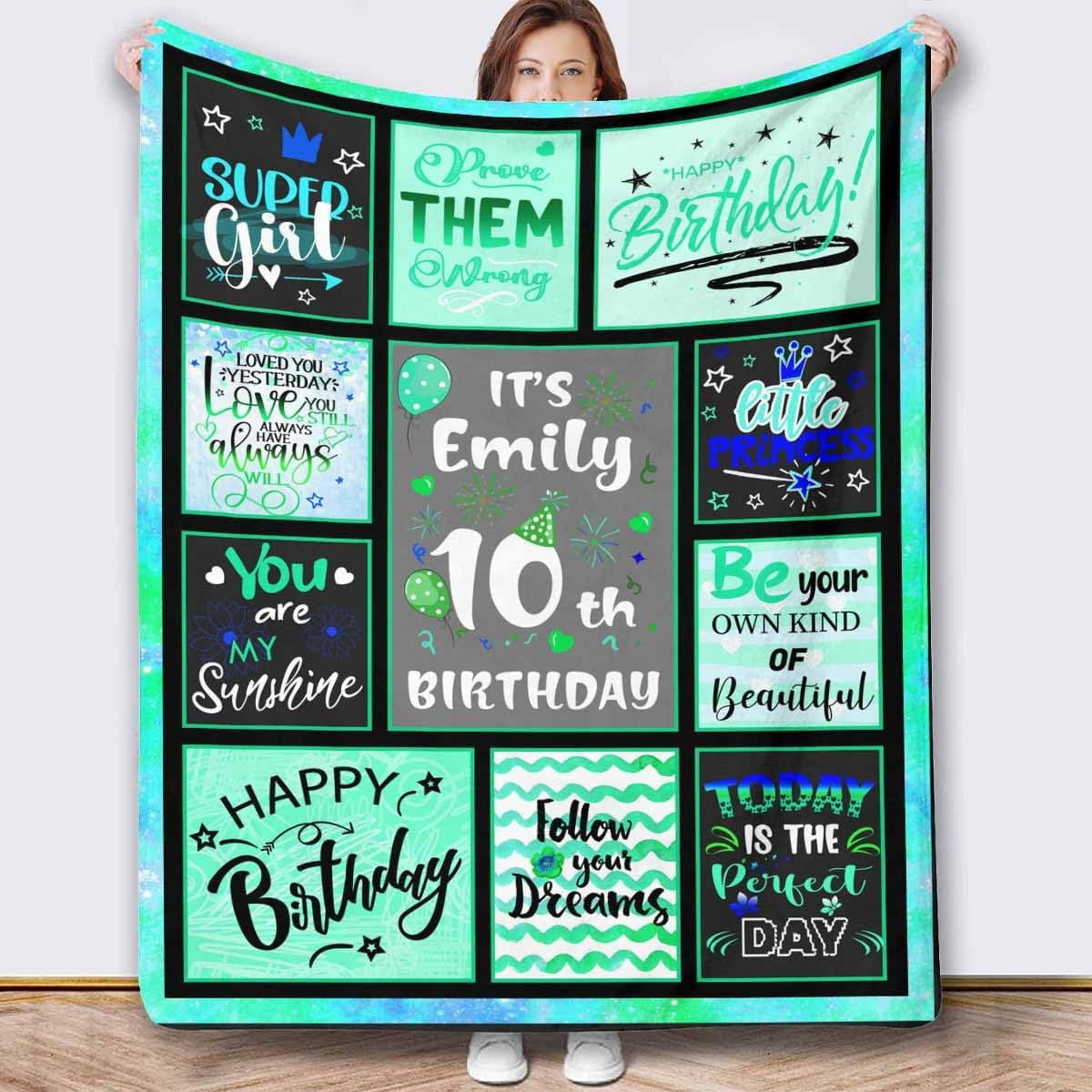 RooRuns Custom Throws Blankets with Name for Home Decor, Happy Birthday