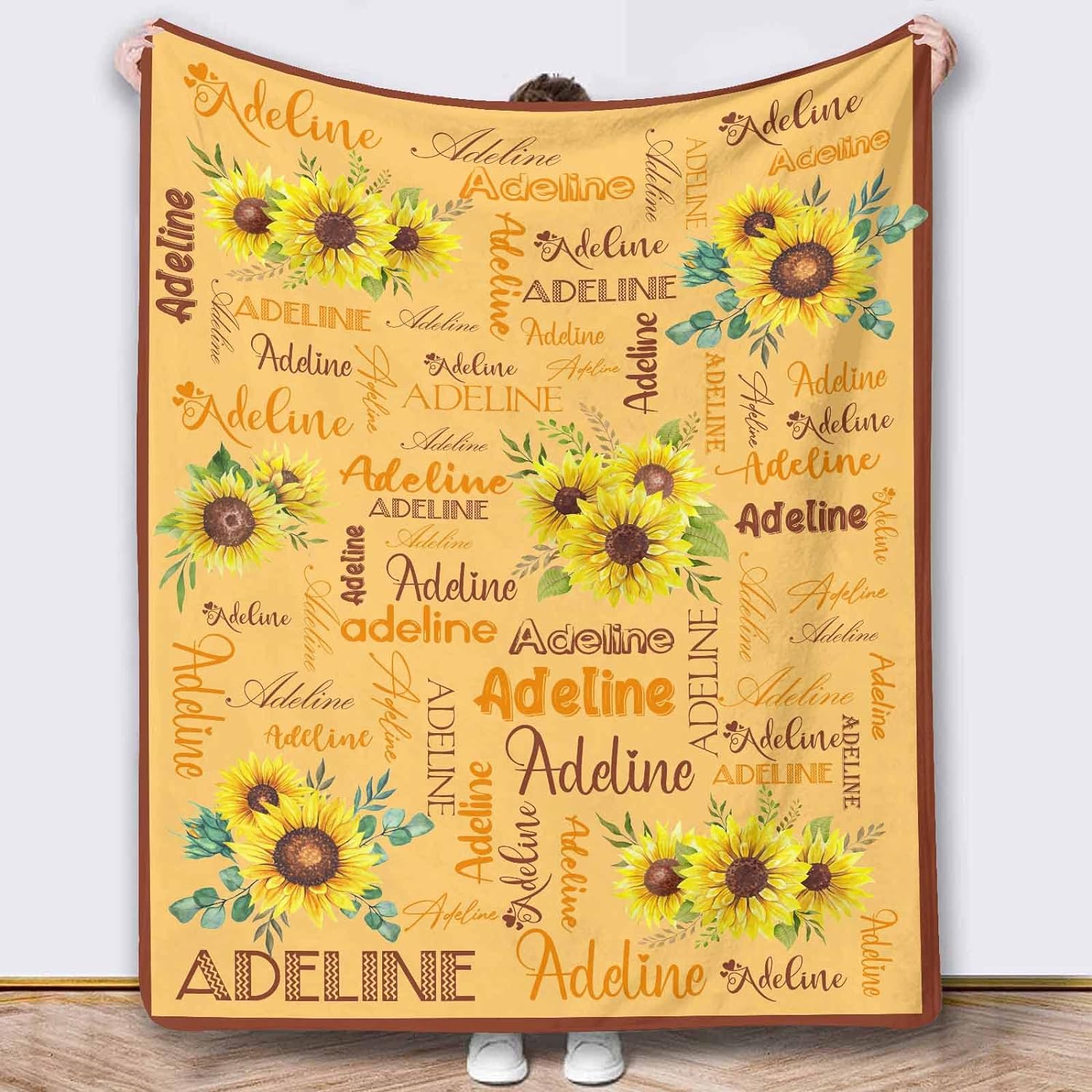 RooRuns Customized Personalized Picture Text Name Custom Yellow and