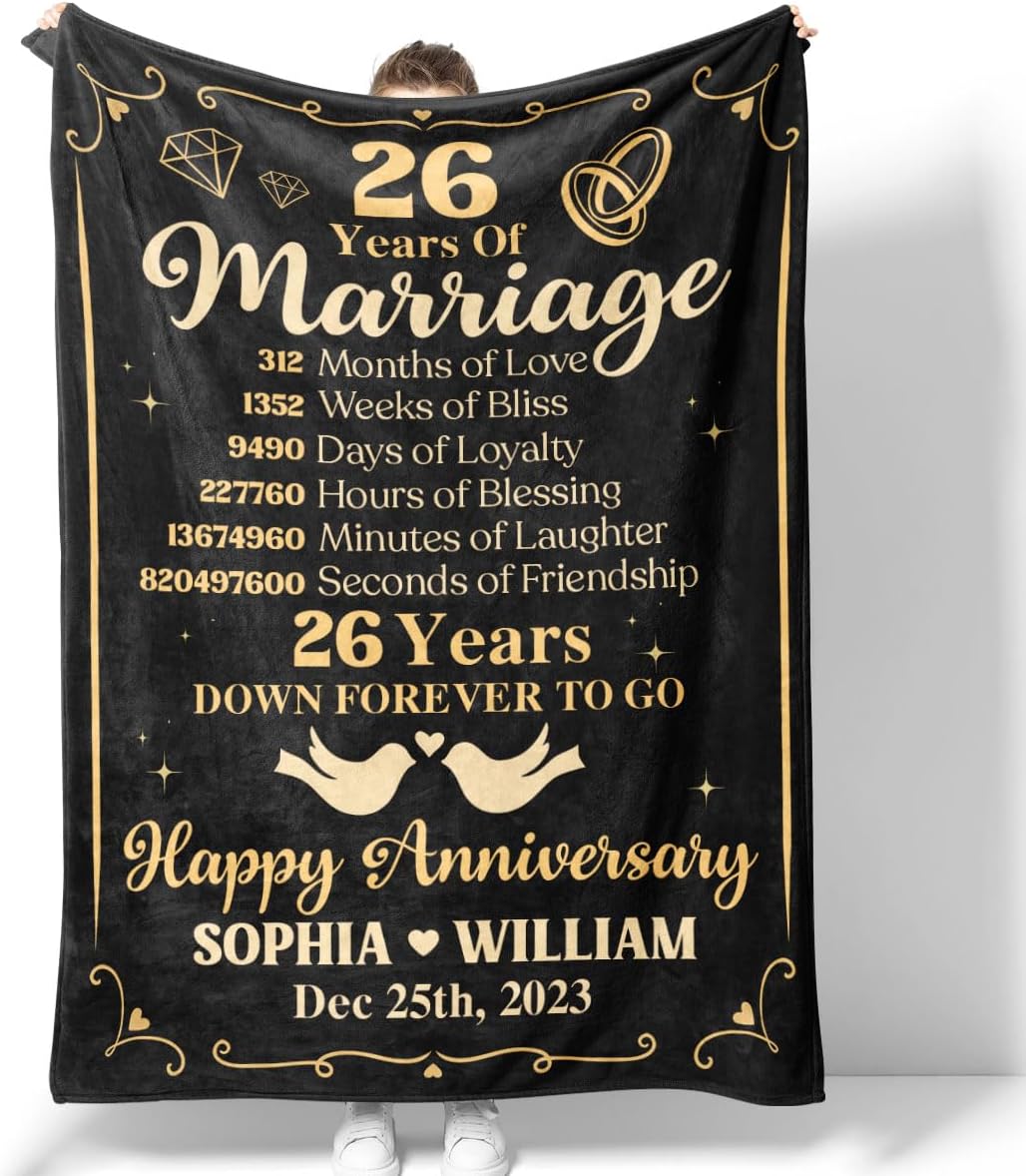 RooRuns Eleventh Anniversary Blanket for Husband and Wife Personalized