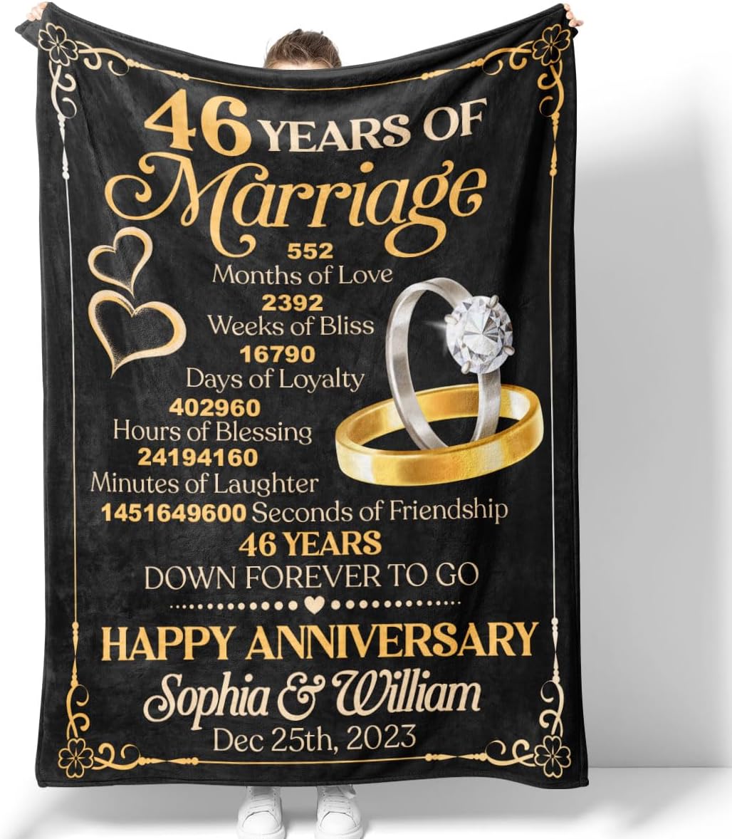 RooRuns Eleventh Anniversary Blanket for Husband and Wife Personalized