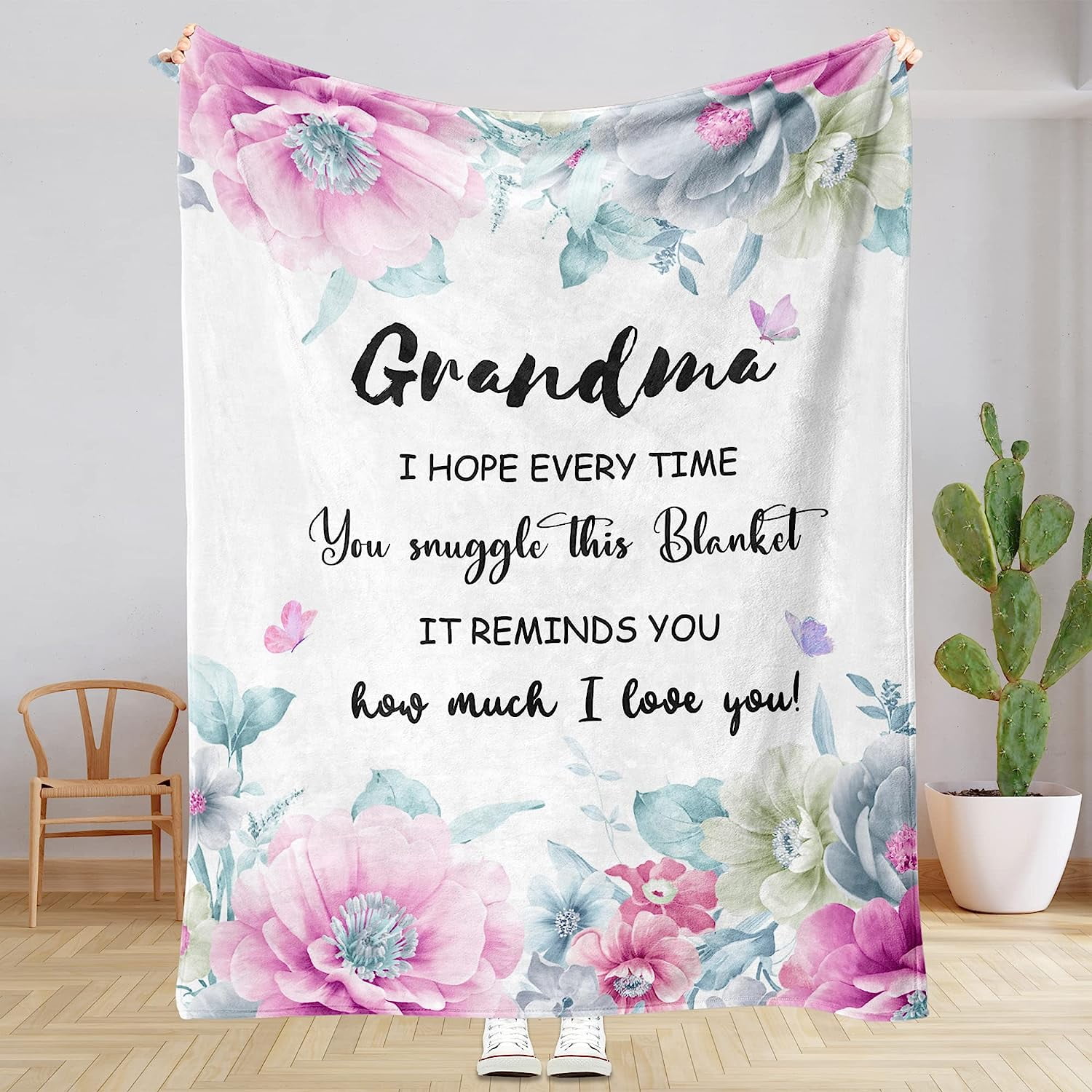 RooRuns Granddaughter Blanket from Grandma, Granddaughter Gifts from