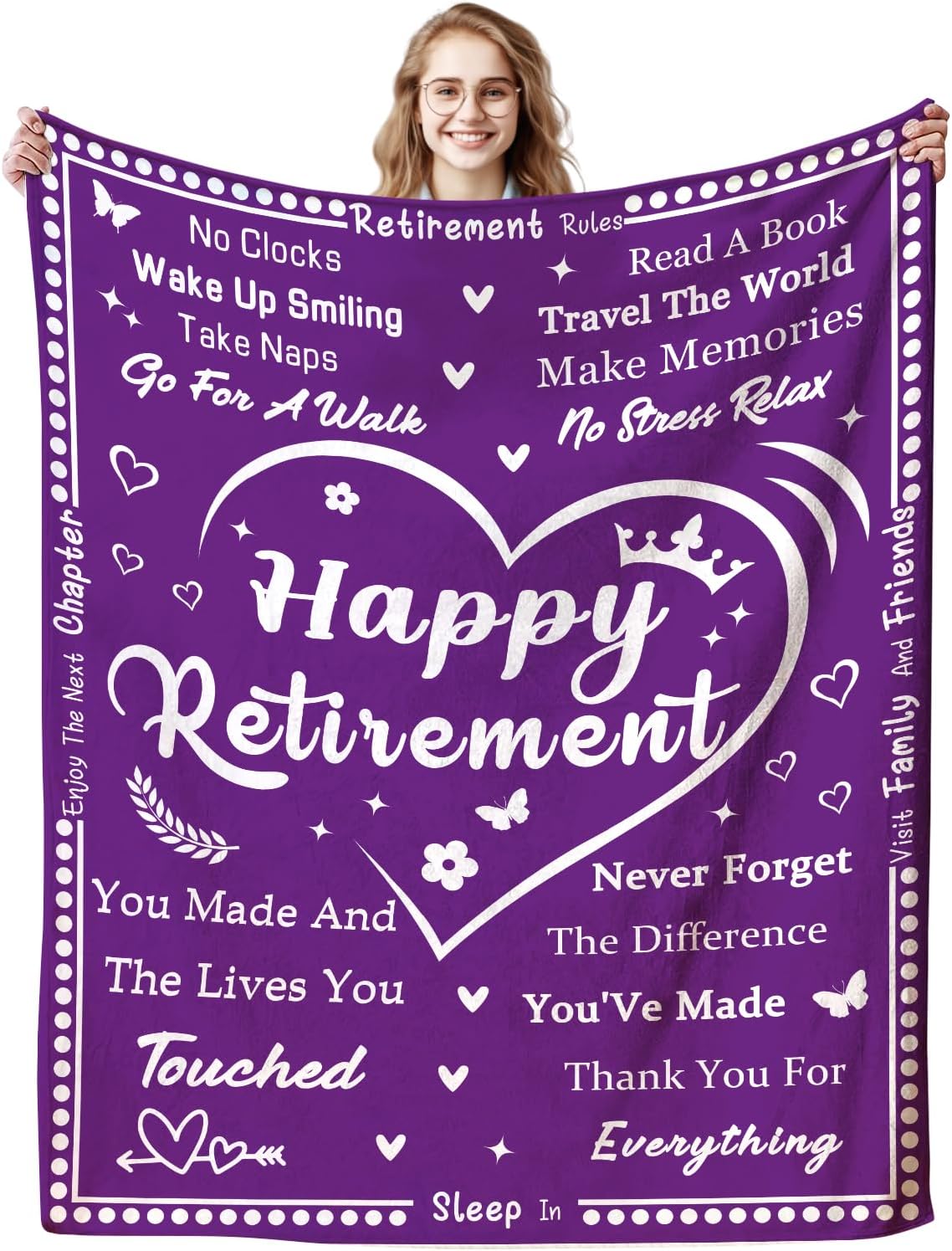 RooRuns Happy Retirement Blanket Super Soft Best Retired Gifts Throw