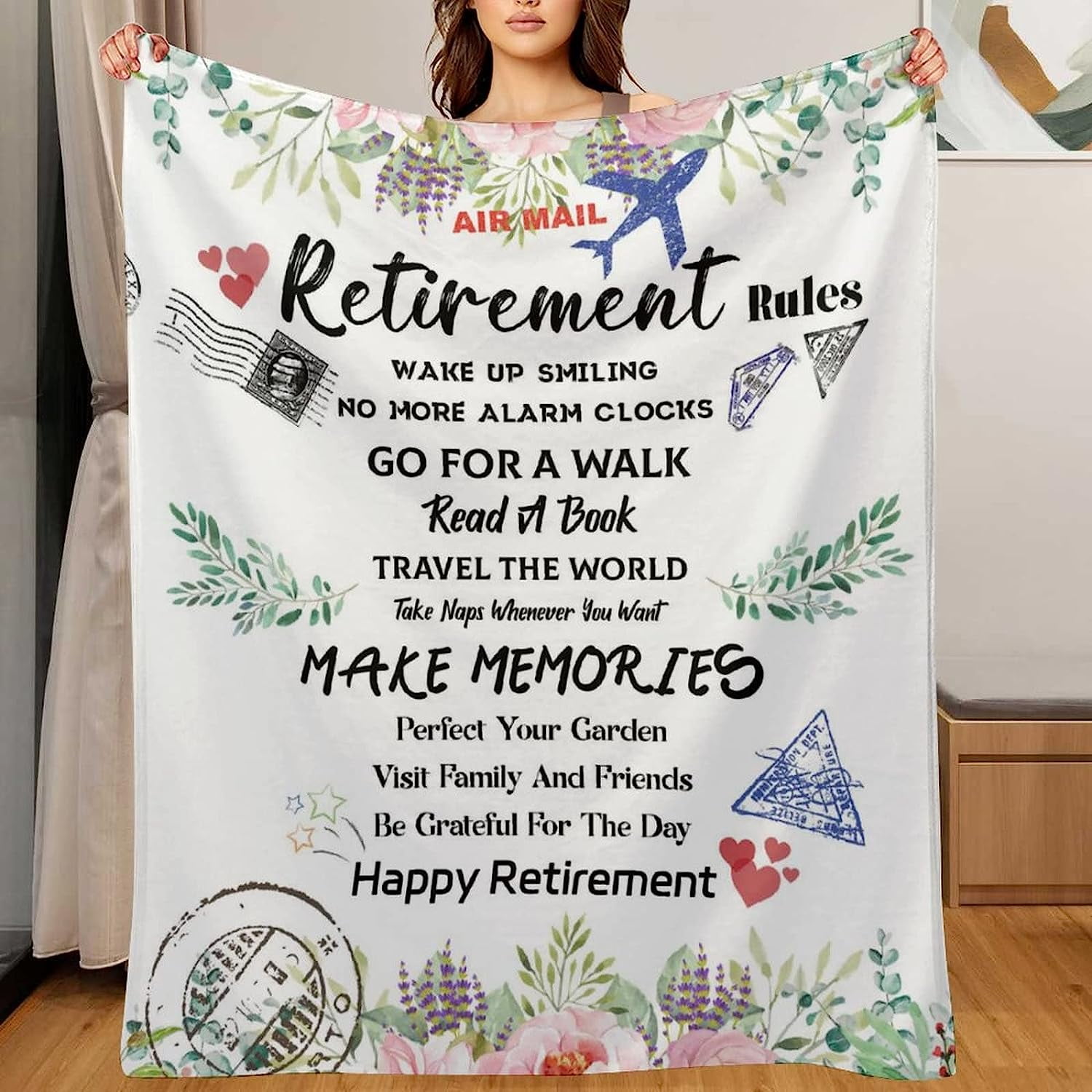 RooRuns Happy Retirement Blanket for Men, Teacher Retirement Gifts