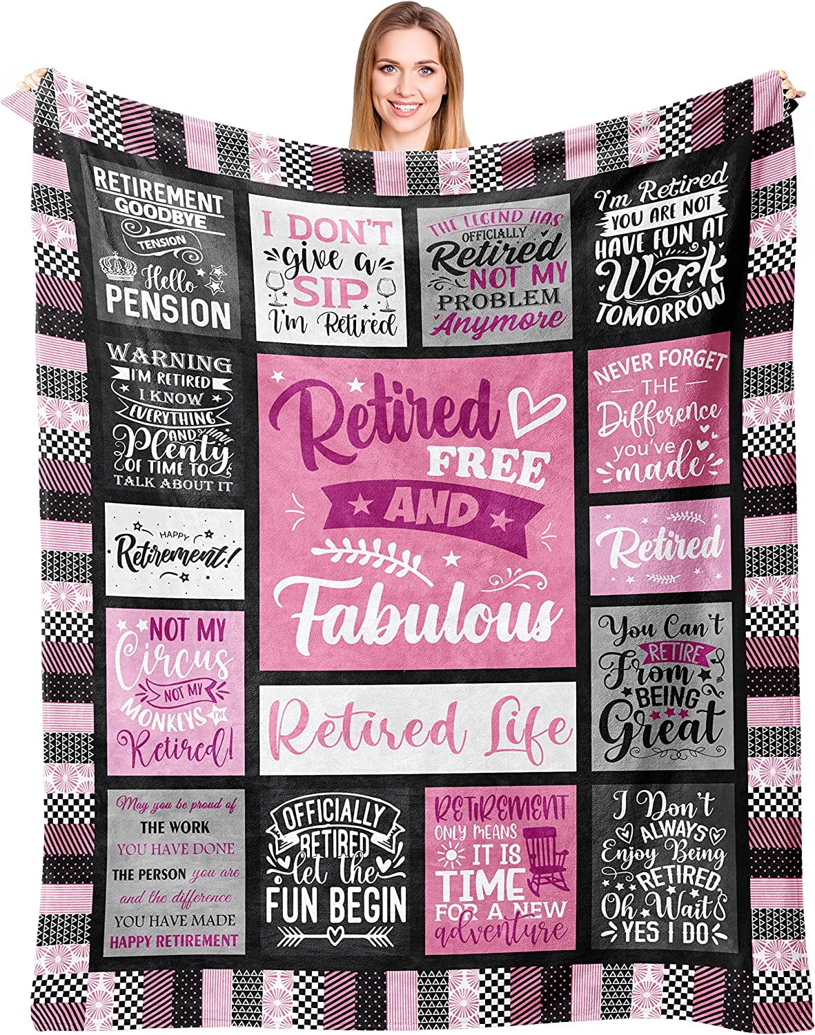 RooRuns Happy Retirement Gifts Blanket Retirement Gifts for Women