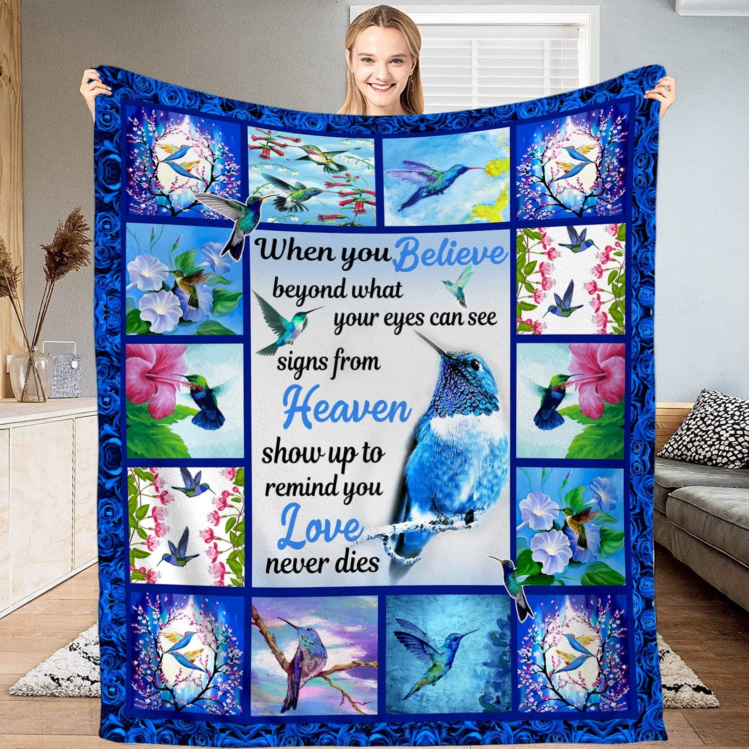 RooRuns Hummingbird Blanket Summer Blanket Queen Spring Fleece Blanket