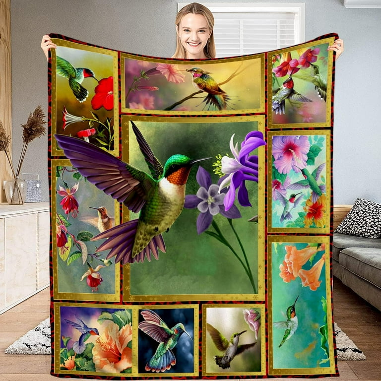 RooRuns Hummingbird Fleece Blanket Ultra Soft Hummingbird Gifts