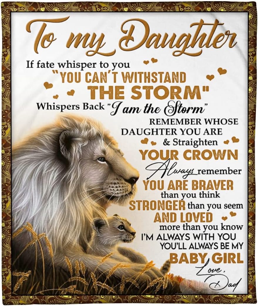 RooRuns Personalized to Daughter Blanket from Mom Dad Lions Boho Style You Will Always Be My