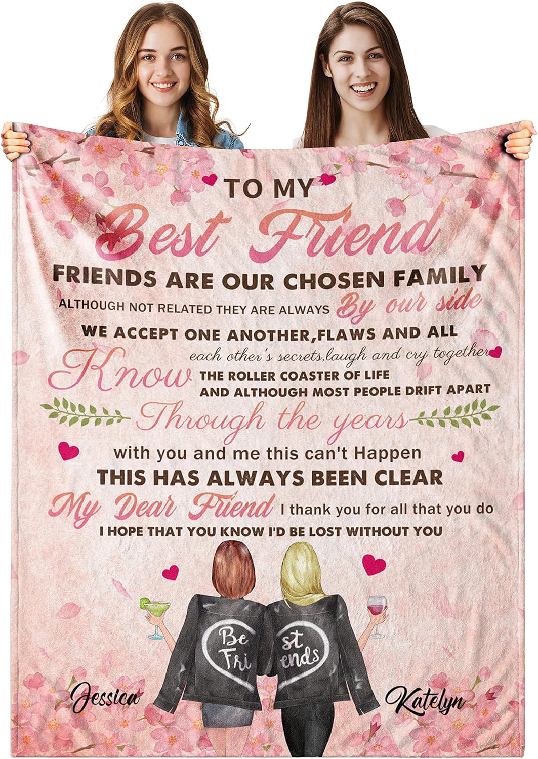 RooRuns Personalized Friends Throw Blanket, Custom Best Friend Blanket
