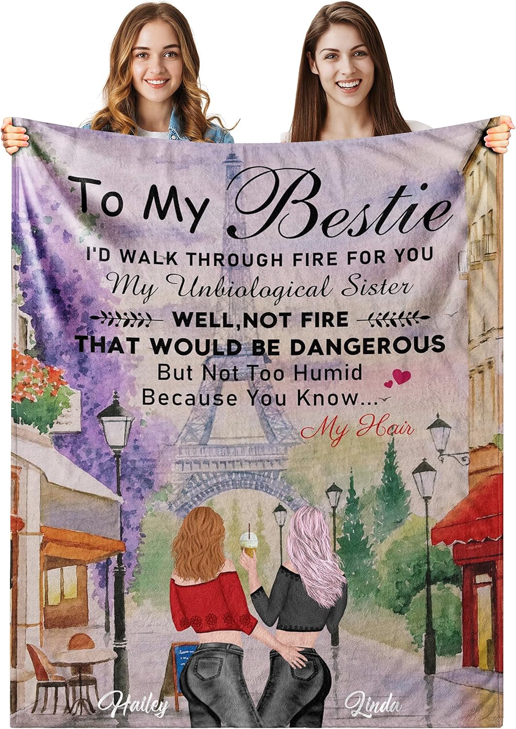 RooRuns Personalized Friends Throw Blanket, Custom Best Friend Blanket