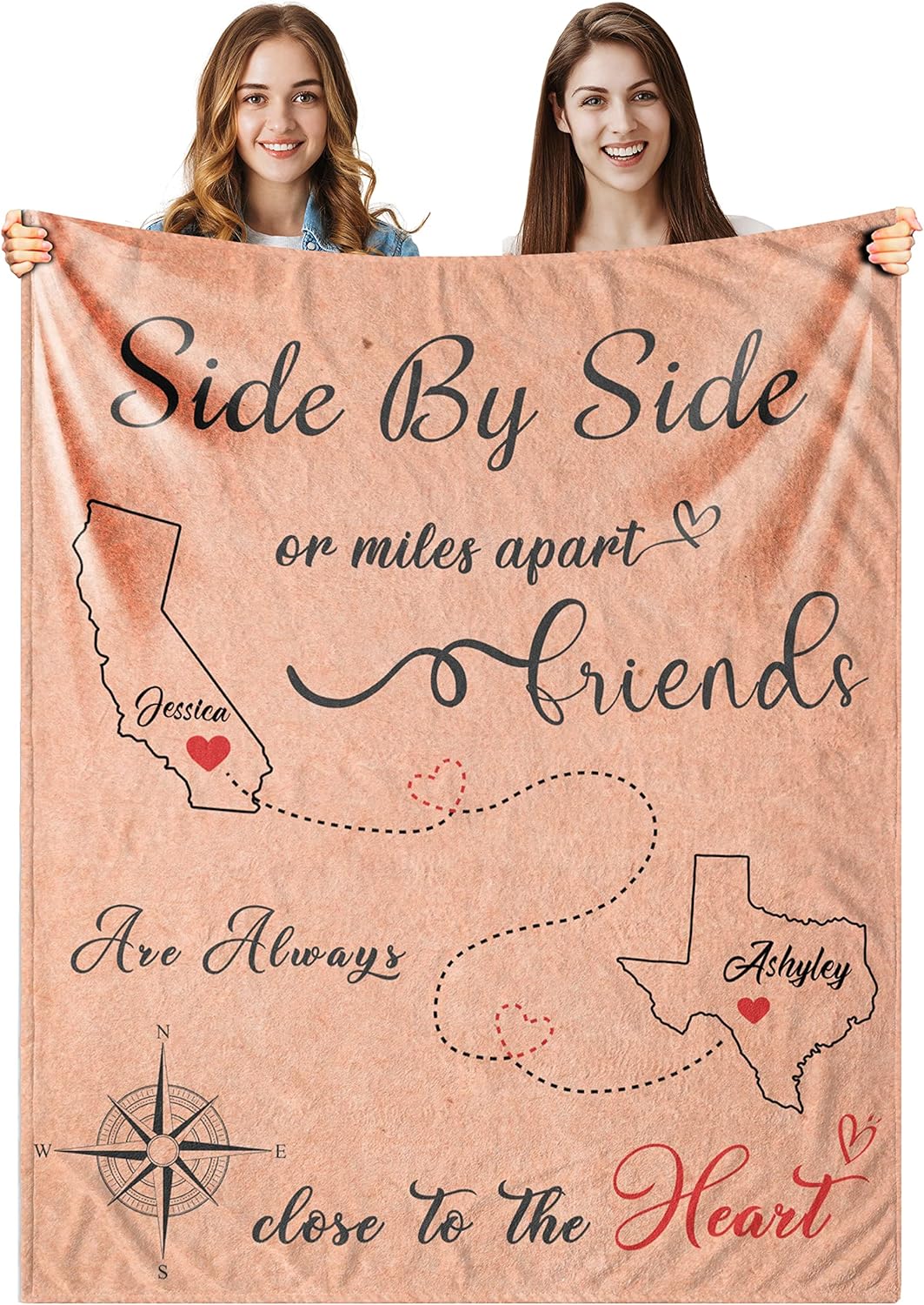 RooRuns Personalized Friends Throw Blanket, Custom Best Friend Blanket
