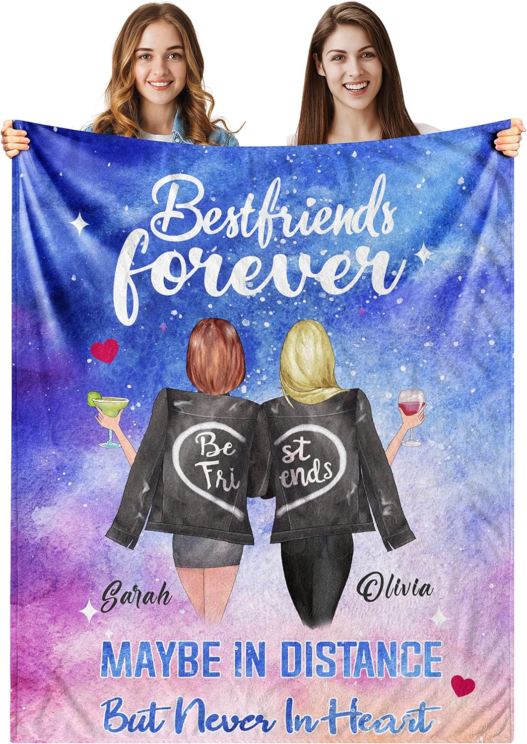 RooRuns Personalized Friends Throw Blanket, Custom Best Friend Blanket