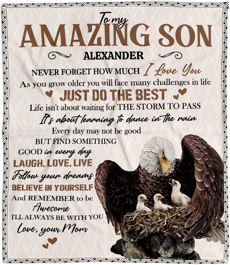 RooRuns Son Blanket from Mom to My Son Personalized Lion Blankets Son