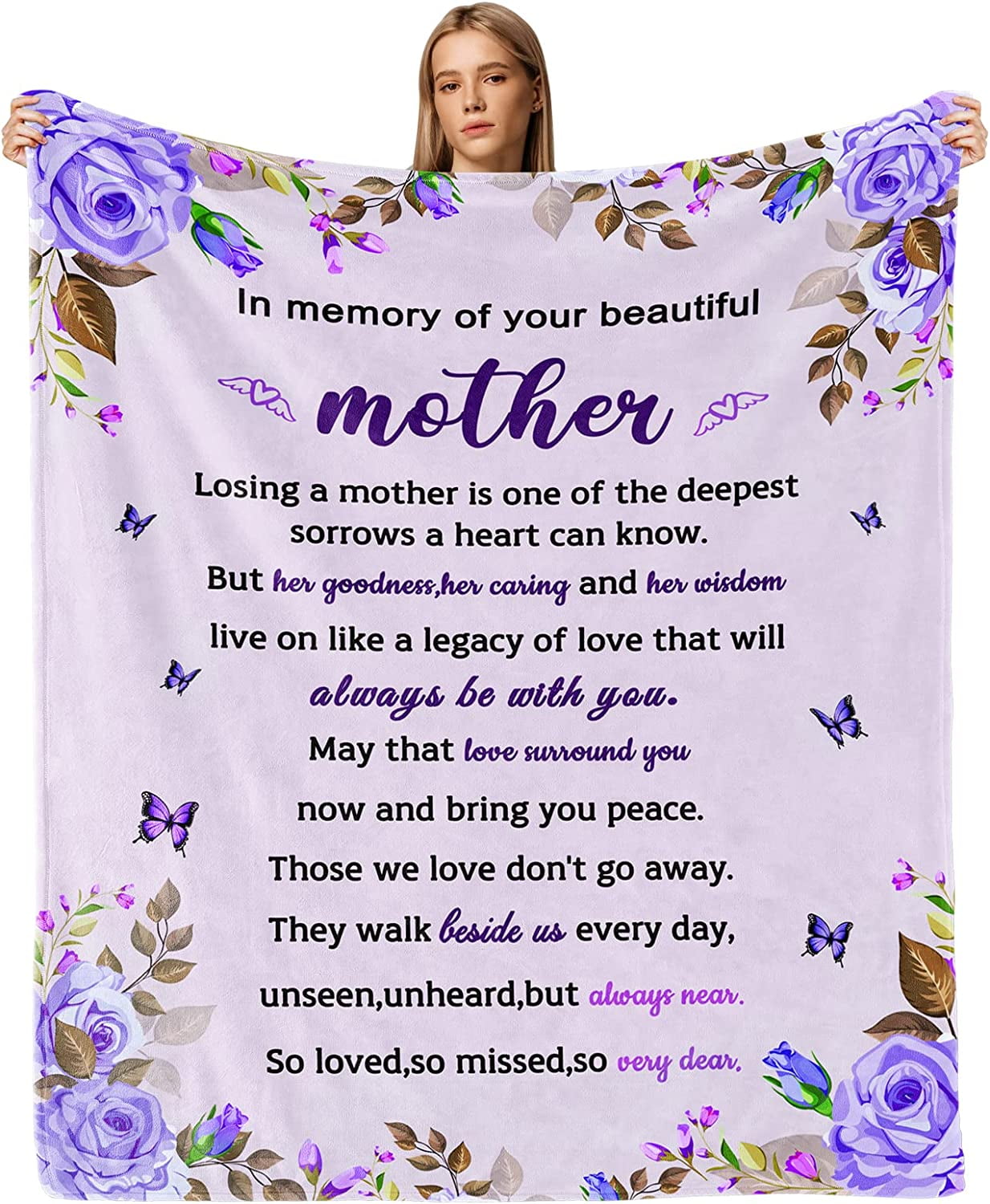 RooRuns Sympathy Gifts for Loss of Mother Sympathy Blanket Memorial