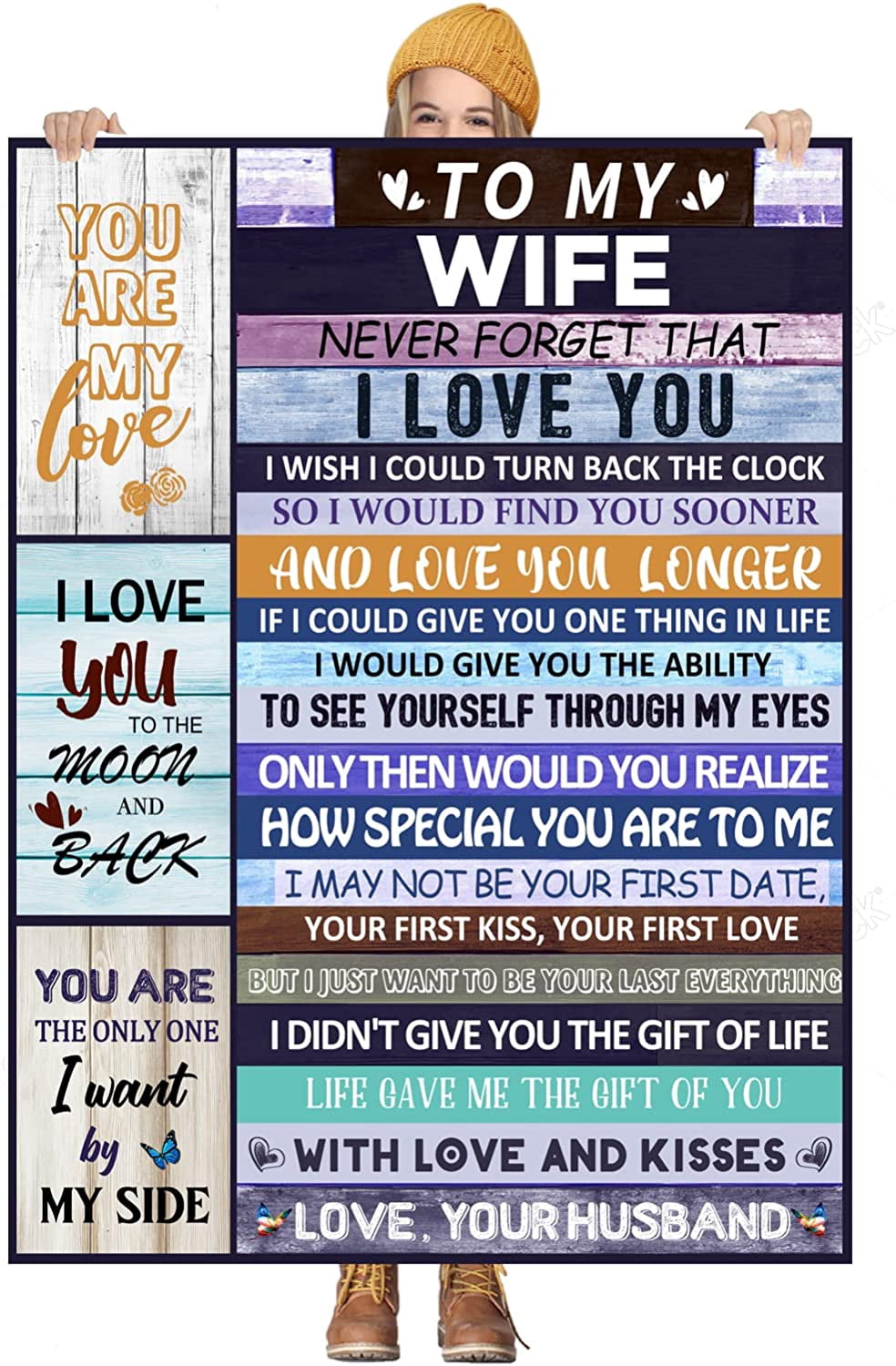 RooRuns to My Wife Blanket from Husband, Birthday Gift for Her Wife, Soft Lightweight Wife